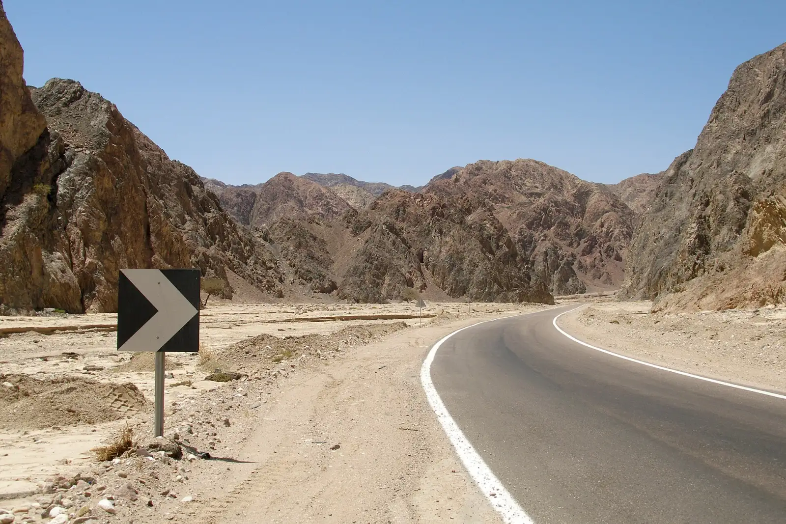 A road through the mountains of the South Sinai desert